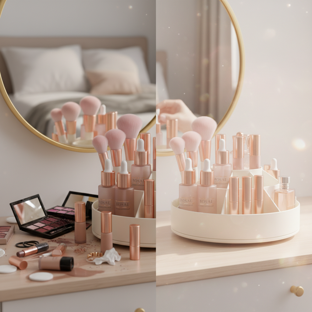 GlowEase™ SpinStore 360 Beauty Organizer