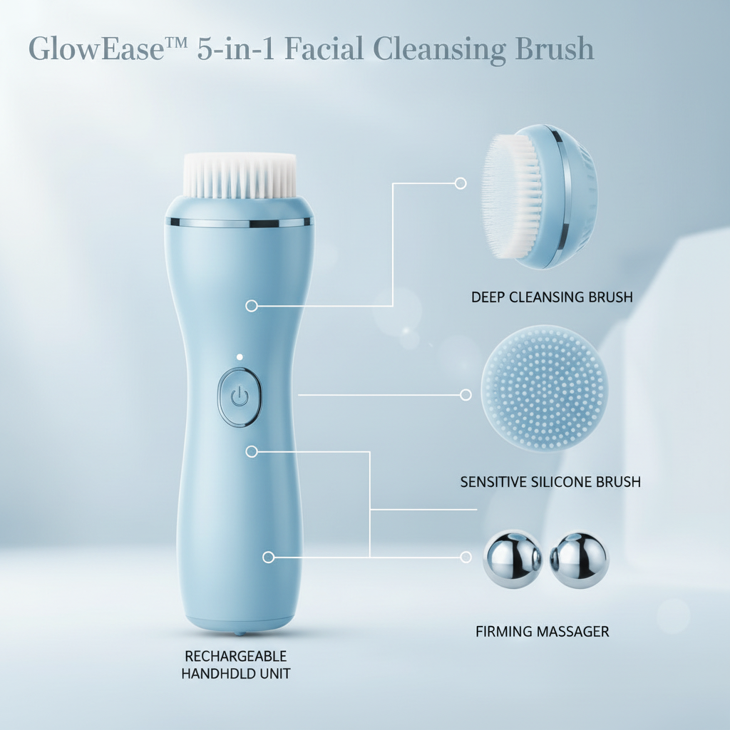 GlowEase™ 5-in-1 Facial Cleansing Brush